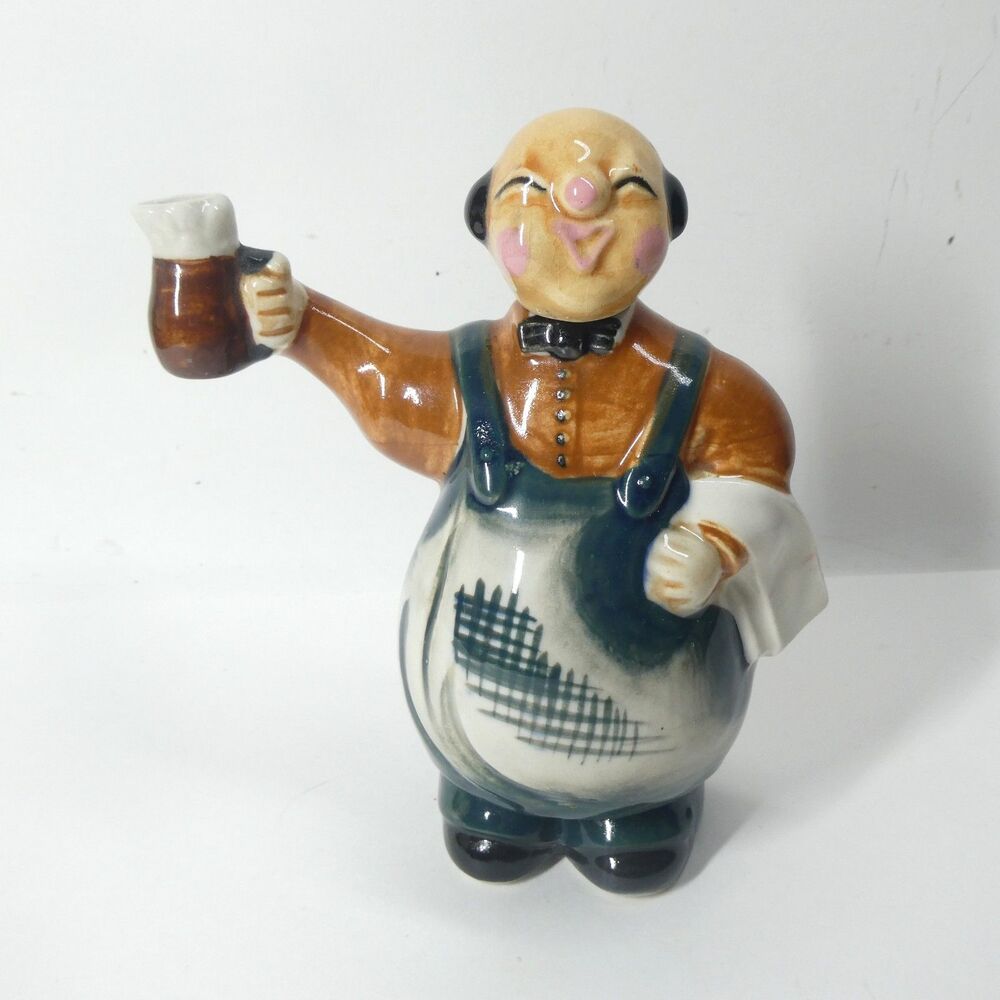 Figural Decanter Bottle Japan Vintage Waiter Bartender Novelty Caricature MCM